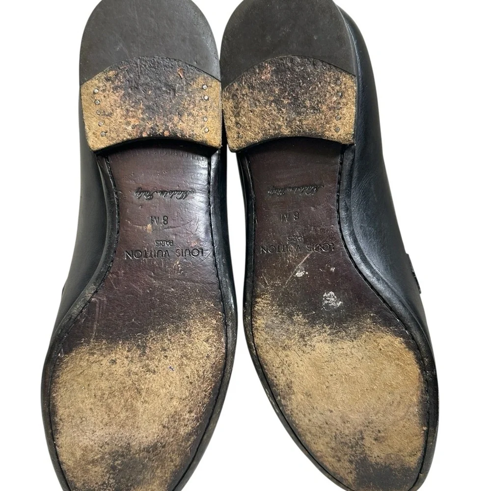 Louis Vuitton Black Leather Slip-On Loafers